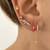 YUXINTOME 1 PC 925 en argent Sterling aiguille d'oreille coloré Zircon chaîne gland boucles d'oreilles pour les femmes deux trous boucle d'oreille bijoux A45
