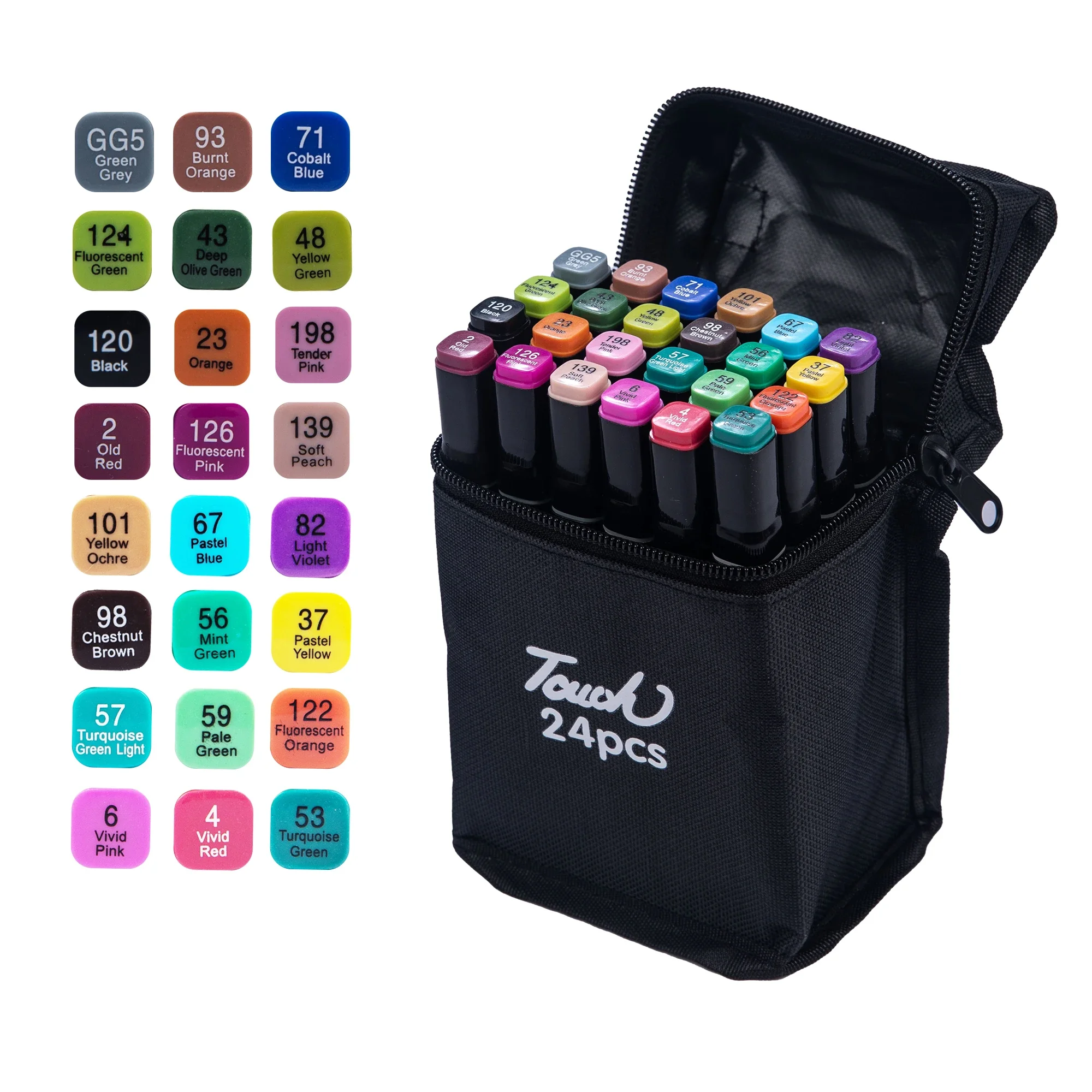 סט עטי מרקר דו ראשיים בצבעים 24-80 לציור וציור על בסיס עטי מרקר עם קצה שמן לגרפיטי, מנגה וציוד לאמנות בבית הספר