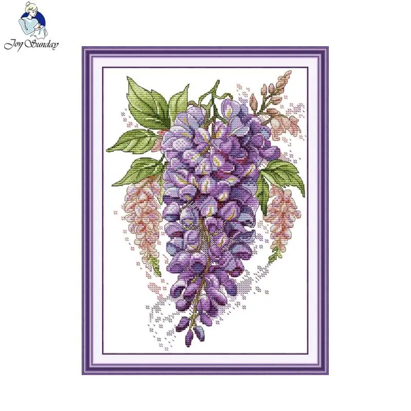 Joy Sunday Glyzinienmuster Kreuzstichset Heimdekoration Geschenk Factory Outlet DMC 16CT 14CT 11CT Handstickerei