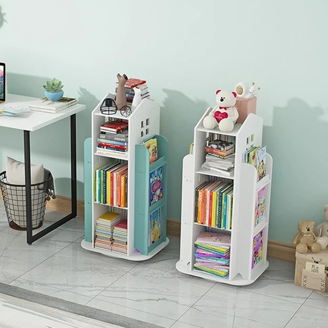 Estantería giratoria de 360 ° para niños, estante de libros de dibujos  animados, estantería Simple para el hogar, muebles - AliExpress