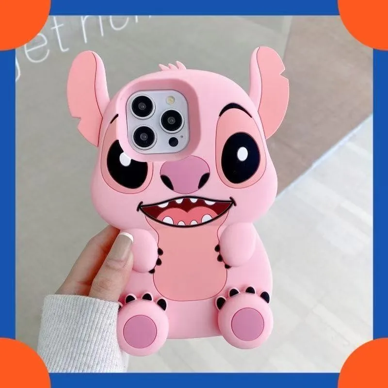 Disney Cute 3D Cartoon Big Ears Stitch Silicone Phone Case Suitable for iPhone 16 15 14 13 12 11 Pro Max Plus XR XSMAX 7 8 Plus 6