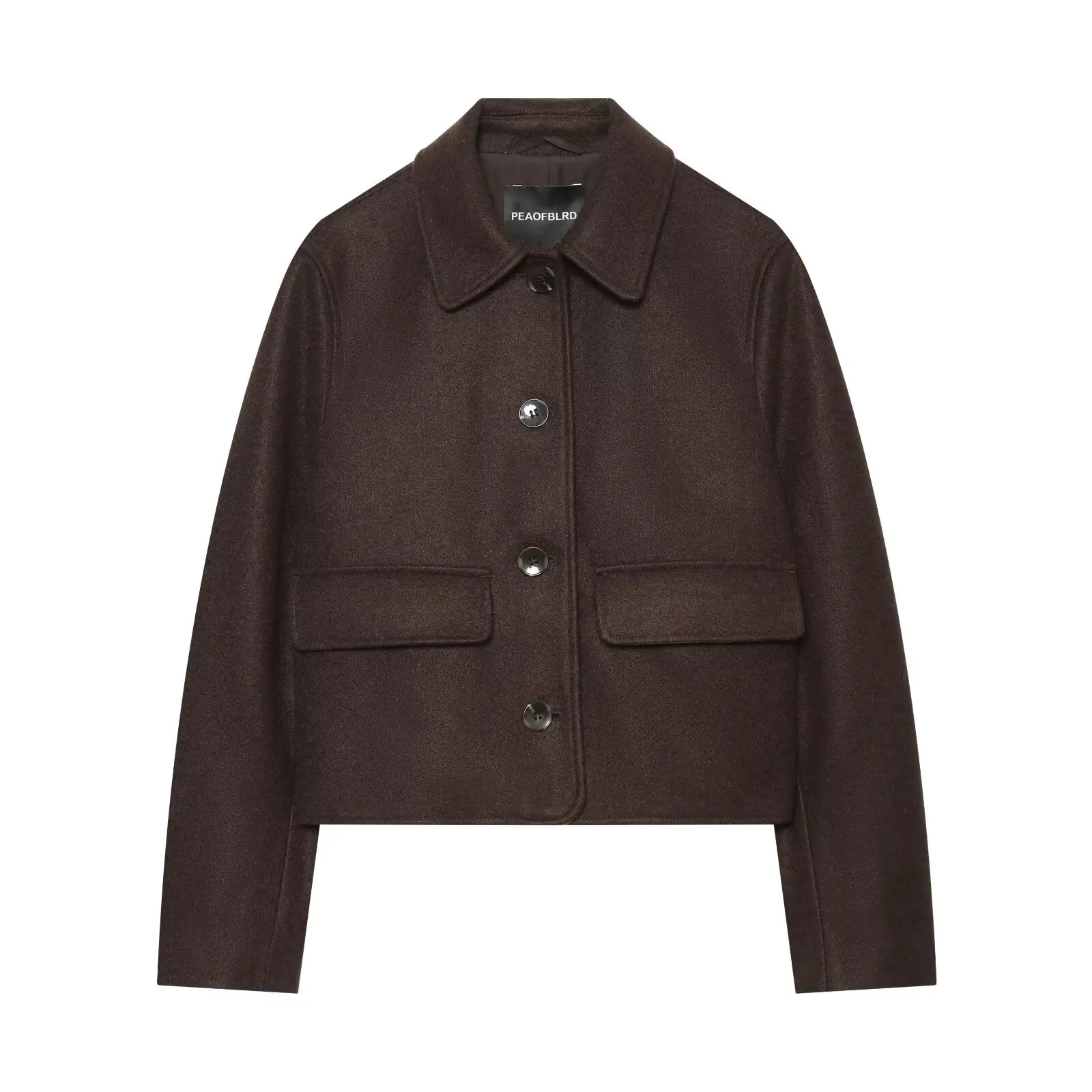 BSAY Veste Courte Élégante pour Femme de Bureau, Col Revers, Simple Boutonnage, Poches Plaquées, Coupe Ample, Couleur Unie, Manteau Court d'Automne
