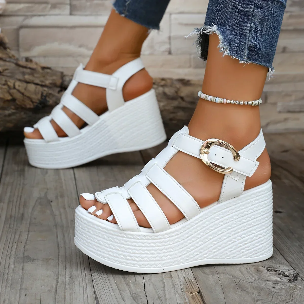 Sandales plateforme gladiateur femme