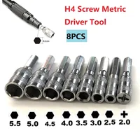 8pcs 6 Point Hex Socket H4 Hex Shank Nut Driver Screw Metric Driver Tool Drill Bit Metal PH2.0 M2.5 3.0 3.5 4.0 4.5 5.0 5.5mm 2
