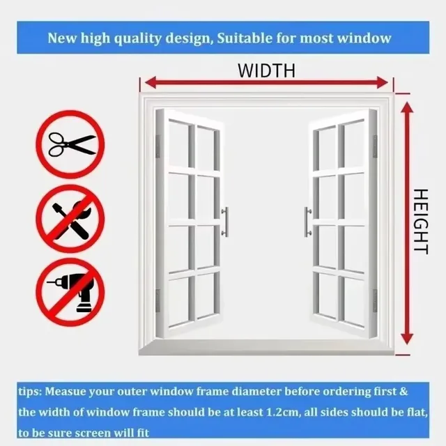 Black Side Opening Screen Window, Mosquito Net, Mosquito and Fly Proof, Non Perforated, Detachable, Customizable, Wall 6