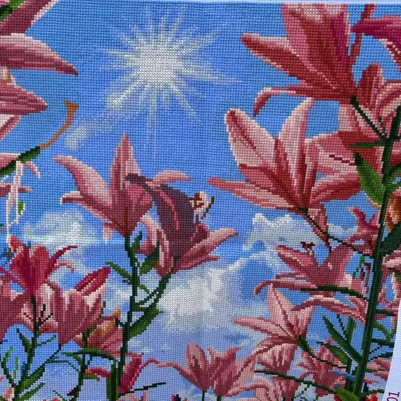 순수 수제 크로스 스티치 완제품, 인공 자수 그림, 로맨틱한 용수철, 거실 장식, 68x61cm