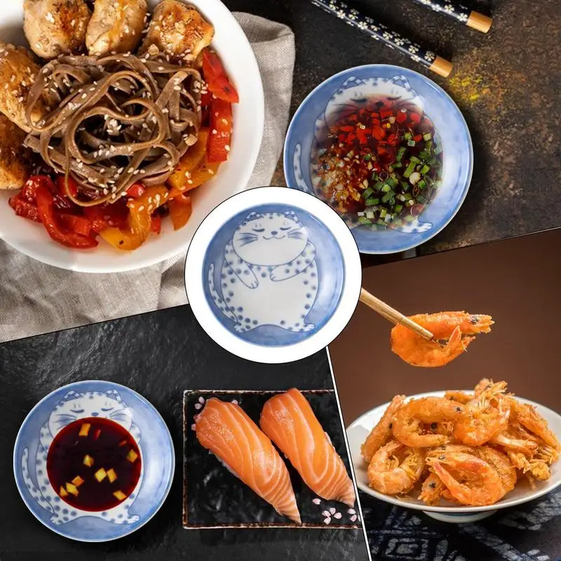 Soy Sauce Dishes Ceramic Cat Sauce Dishes Multifunctional Home Dining Table Dipping Dish Cute Appetizer Plates Seasoning Dish