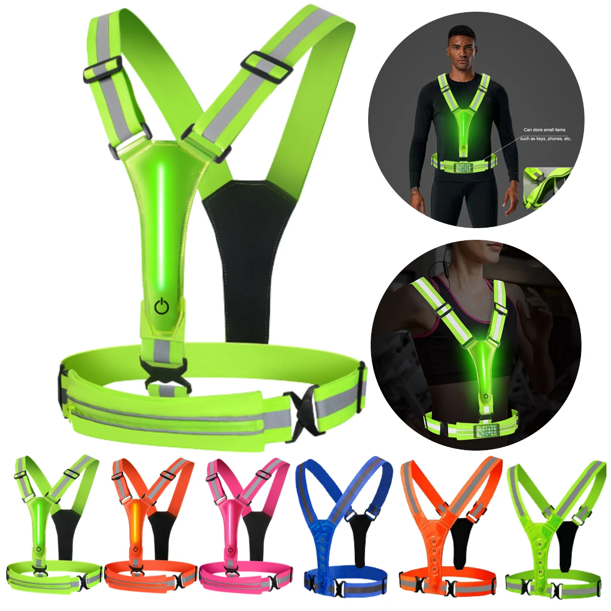 LED-Reflective-Vest-Light-Up-Running-Vest-3-Light-Modes-Adjustable ...