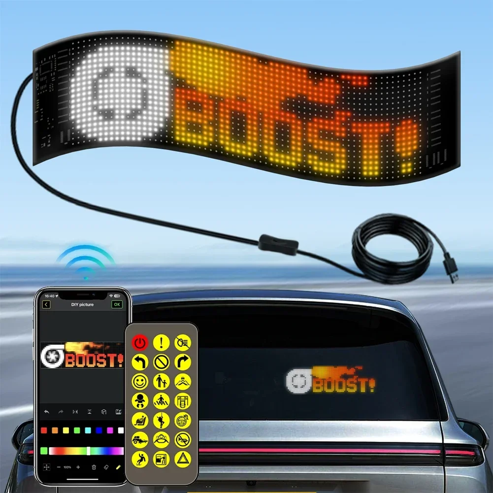 5V USB LED Matrix Pixel Panel Light Bluetooth App Control Scrolling Advertising LED Car Sign Animation Programmable For Car Shop