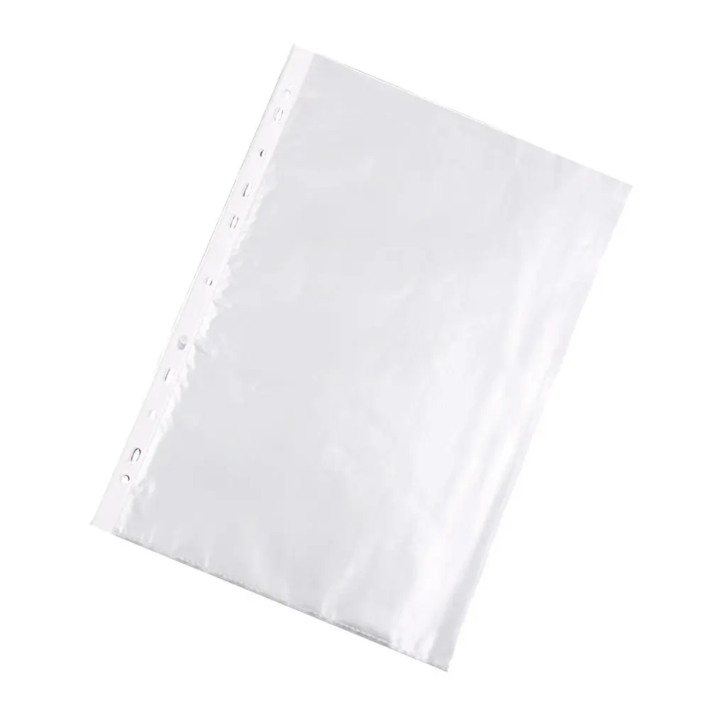 100Pcs 투명 시트 프로텍터 A4 11 홀 펀치 바인더 슬리브 파일 슬리브 문서 프로텍터 사무실 학교 홈용
