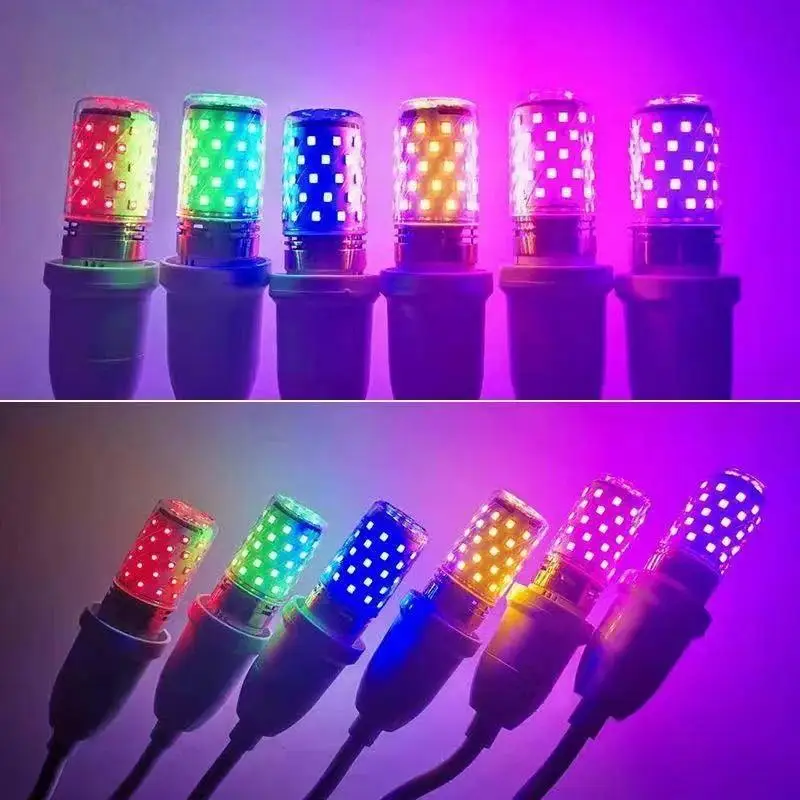신제품 전구 E27 LED 컬러풀 콘 전구 12W 핑크 레드 블루 그린 퍼플 골든 7색 전구 샹들리에 장식
