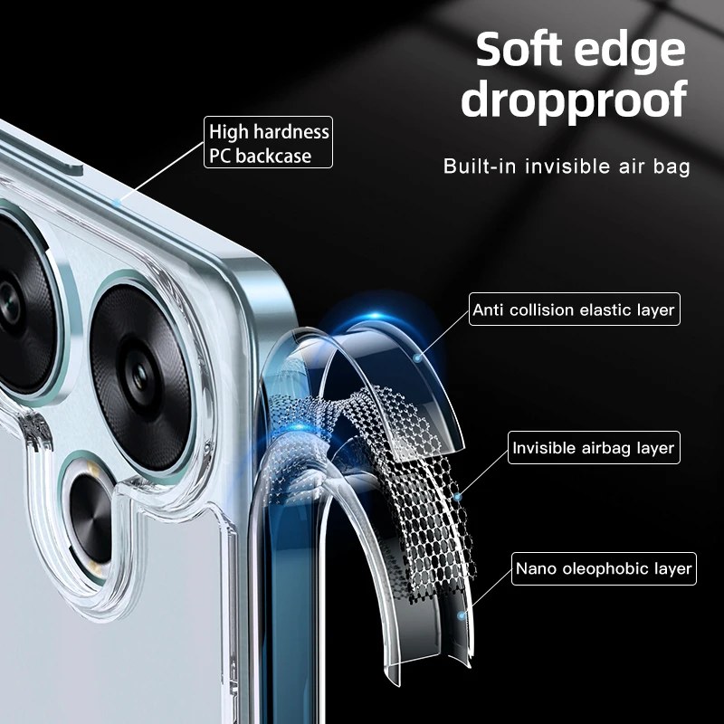 Matte Frosted & Transparent Ice Crystal Shockproof Rugged Protective Armor Case