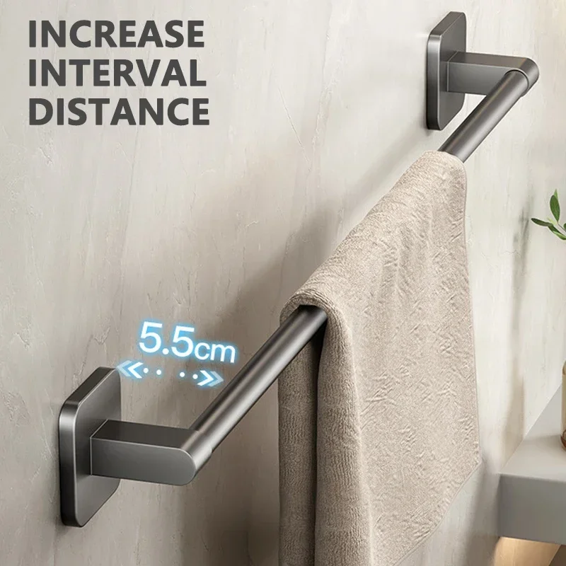 18 Inch Self Adhesive Towel Bar, No Drill Towel Rack for Bathroom Towel  Hangers Stick on Sticky Towel Holder, Bathroom Accessories Removable Towel