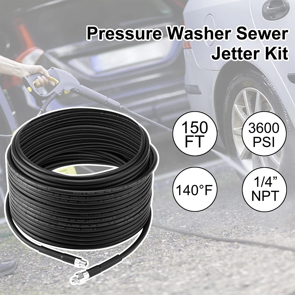 15M High Pressure Washer Hose Blockage Clogging Jet Washing Nozzle Sewage  Drain Pipe Water Cleaning Hose Cord Sewer Jetter Kit - AliExpress