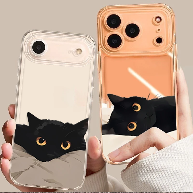 Cute Black Cat Couple Soft Transparent Phone Case