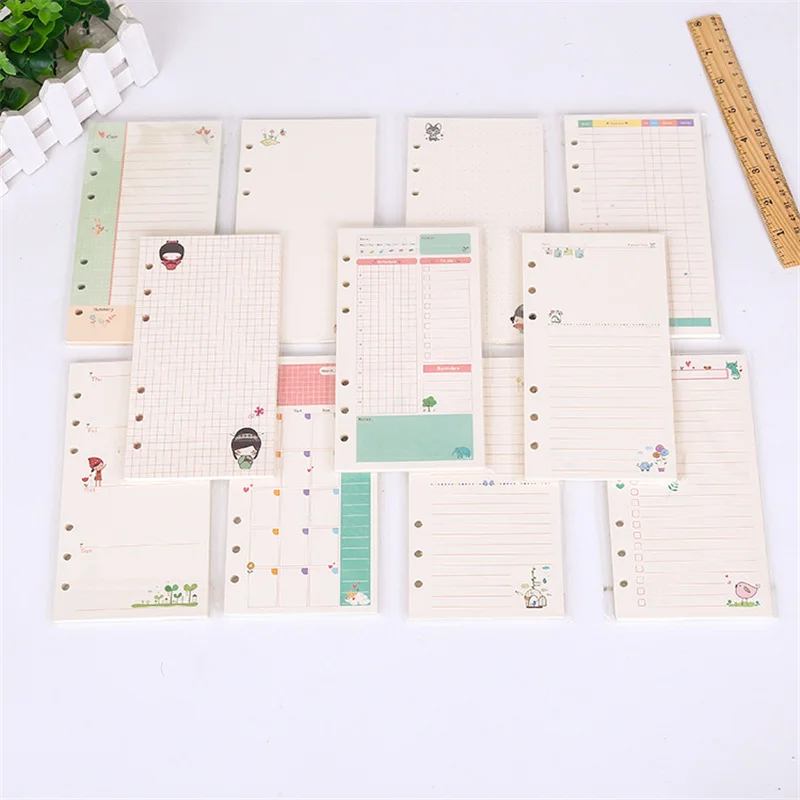 A5 A6 Kawaii 45-Blatt-Notizbuch, Papier, Nachfüllung, Spiralbinder, Index, Innenseite, täglich, monatlich, wöchentlich, Agenda