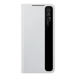 Enhanced Product Title:  
Sleek Mirror Cover Clear View Phone Case with Intelligent S - View Flip Design for Galaxy S21 Plus (Gray)