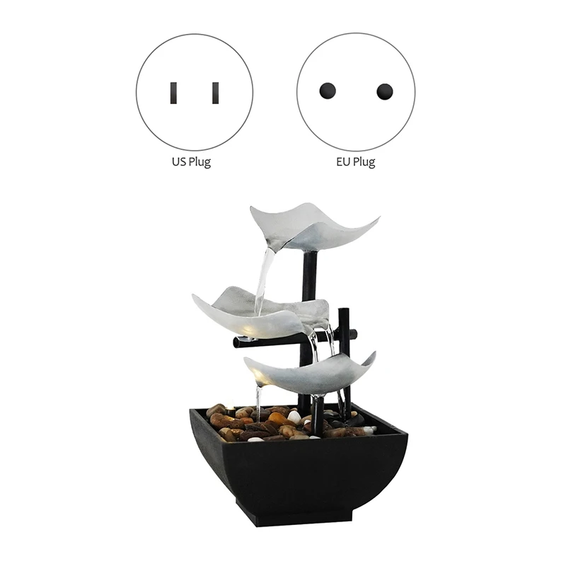 

Домашний 3-уровневый настольный фонтан, автоматический насос с выключателем питания, очень глубокая раковина с естественной особенностью