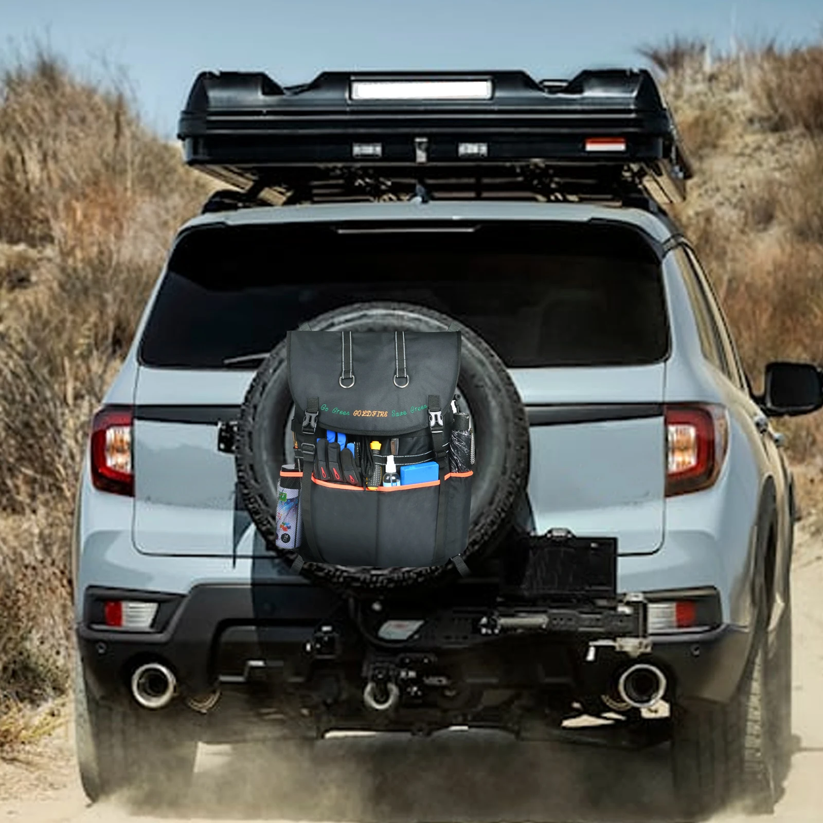 Spare Tire Trash Storage Bag Larger Off Road Road Recovery Camping Gear for 4x4 Off-Road Camping Jeep Wrangler JK JKU JL