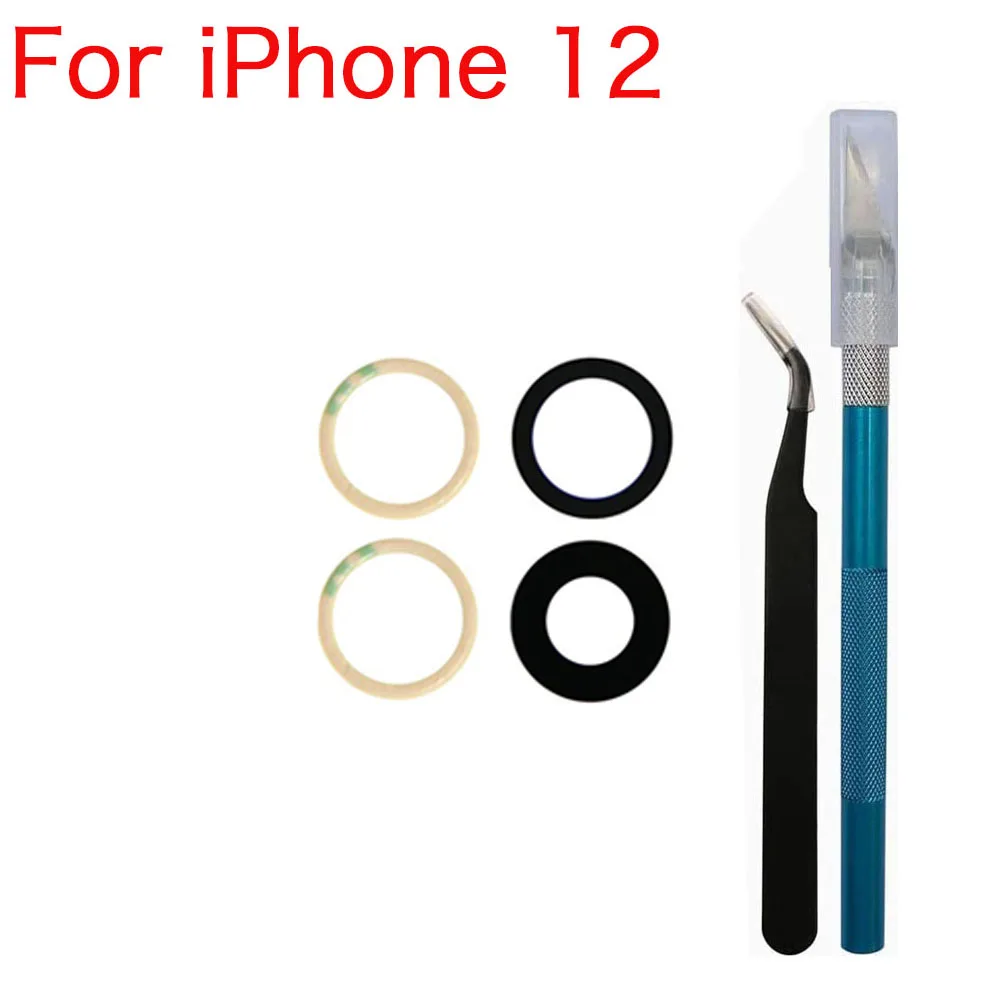 iPhone X XR XS 11 12 13 Mini Pro Max 교체 용 접착제 및 수리 도구 키트가있는 후면 후면 카메라 유리 렌즈