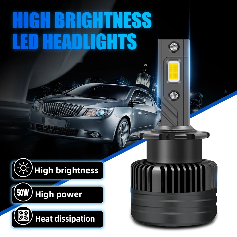 

Car 12V LED Headlight D2S D4S Light Bulb HID 100W Canbus 7500LMS Auto Lamps Replacement Universal Headlamp Super Bright Chip
