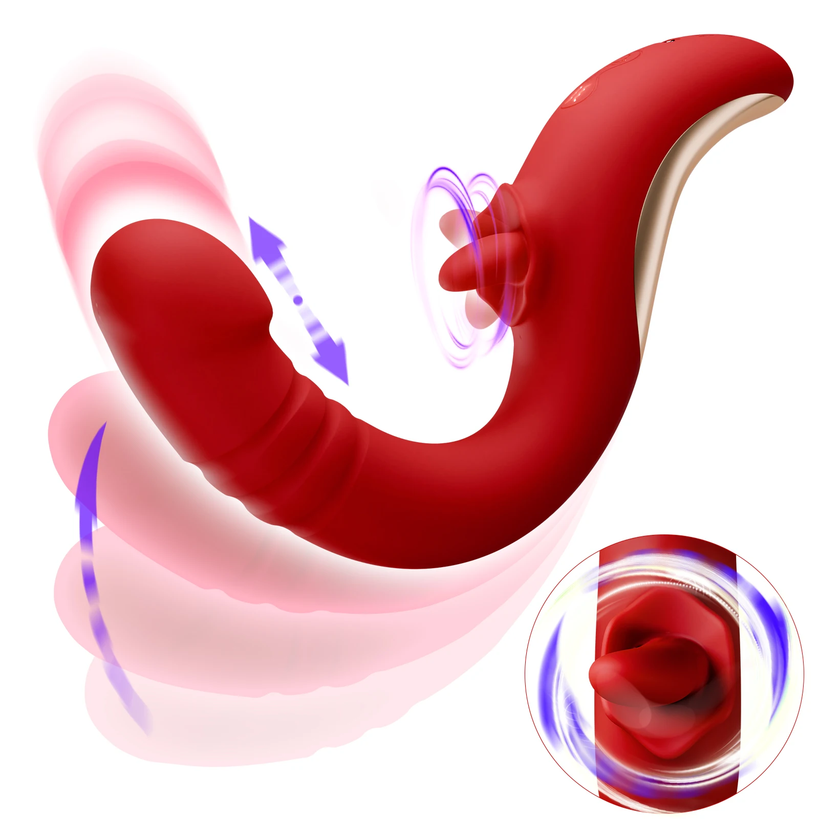 2 in 1 Clitoral Vibrators for Women 360 Rotation Tongue Thrusting Massager Female Dildo Vagina Masturbator Adult Sex Toys 18 female sex toys clit sucking vibrator clitoris vibrator vibrator sex toy