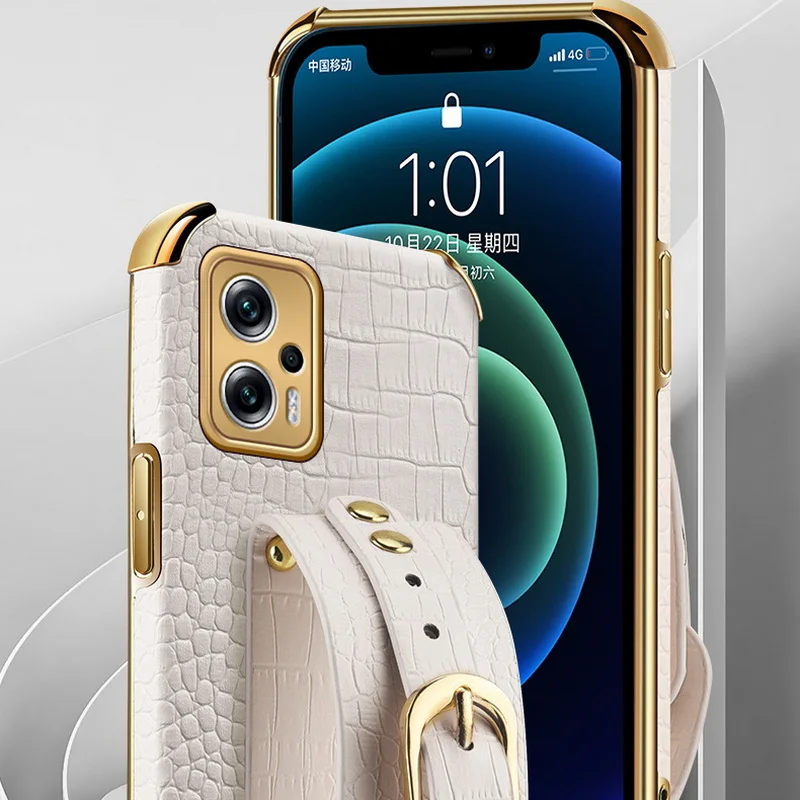 Wristband Hand Strap Leather Case For Xiaomi Redmi Note 11 11E Pro 5G 11s Mi 11T 12T Poco X4 GT X3 M3 M4 Pro 5G Soft Cover_voghion.com