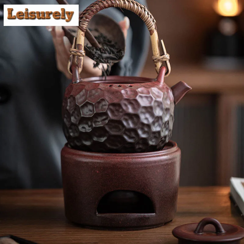 600ML Zen Black Hammer Point Lifting Beam Pot Household Tea Brewing Pot Boiling Water Kettle For Electric Pottery Stove Teaware