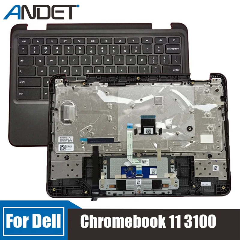 

New Original For Dell Chromebook 11 3100 Notebook Palmrest Upper Case Keyboard Bezel Top Cover Black With Touch Pad 09X8D7