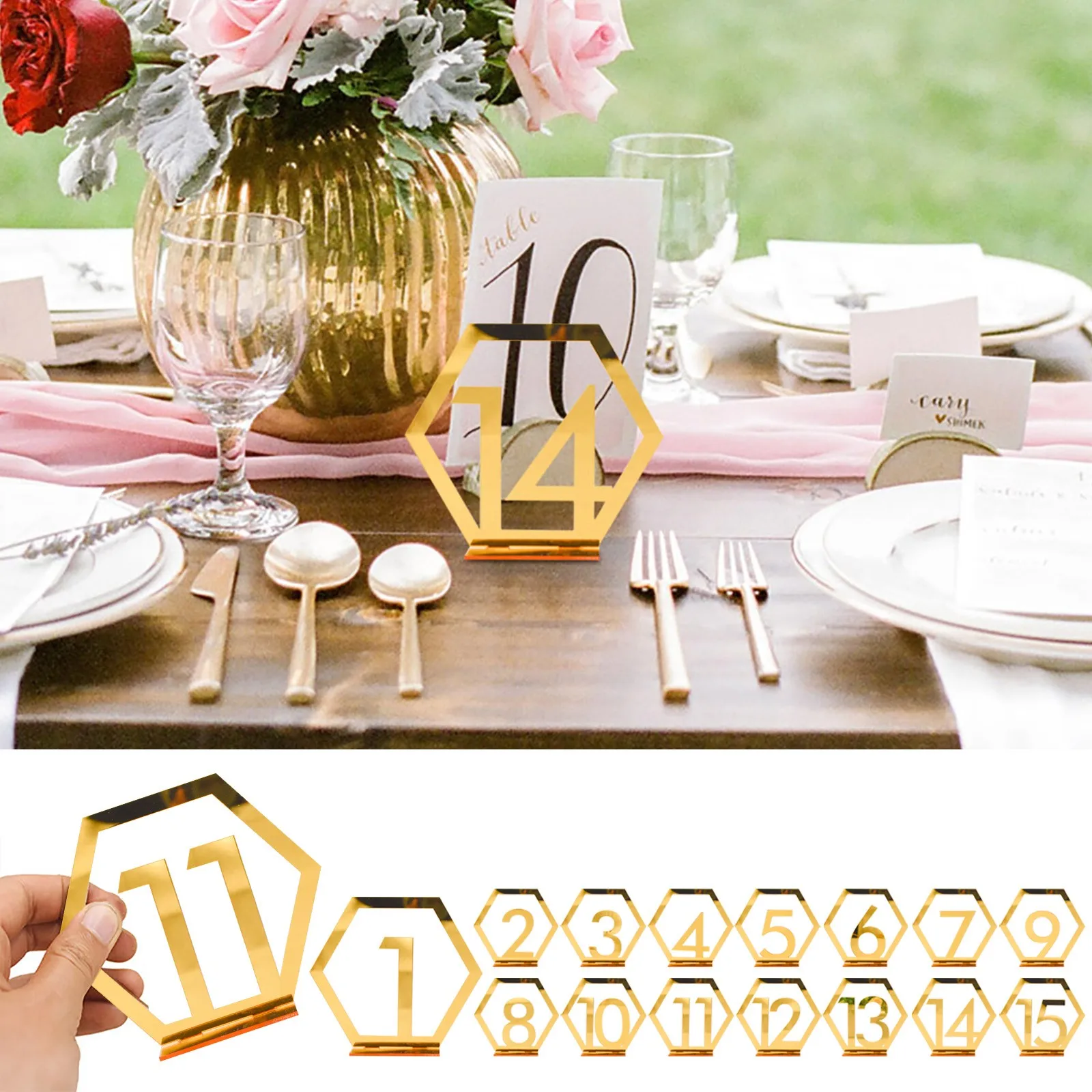 Three Dimensionals Gold And Silver Acrylic Wedding Digital Table Number Card Table Seat Card Mirror Ornaments