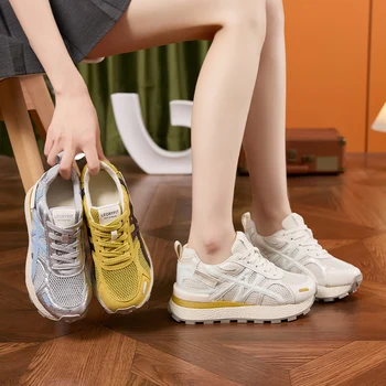 AUTUSPIN Summer Sports Shoes Women Retro Breathable Mesh Sneakers Outdoor Casual Leather Footwear Walking Hiking Female Shoes 5