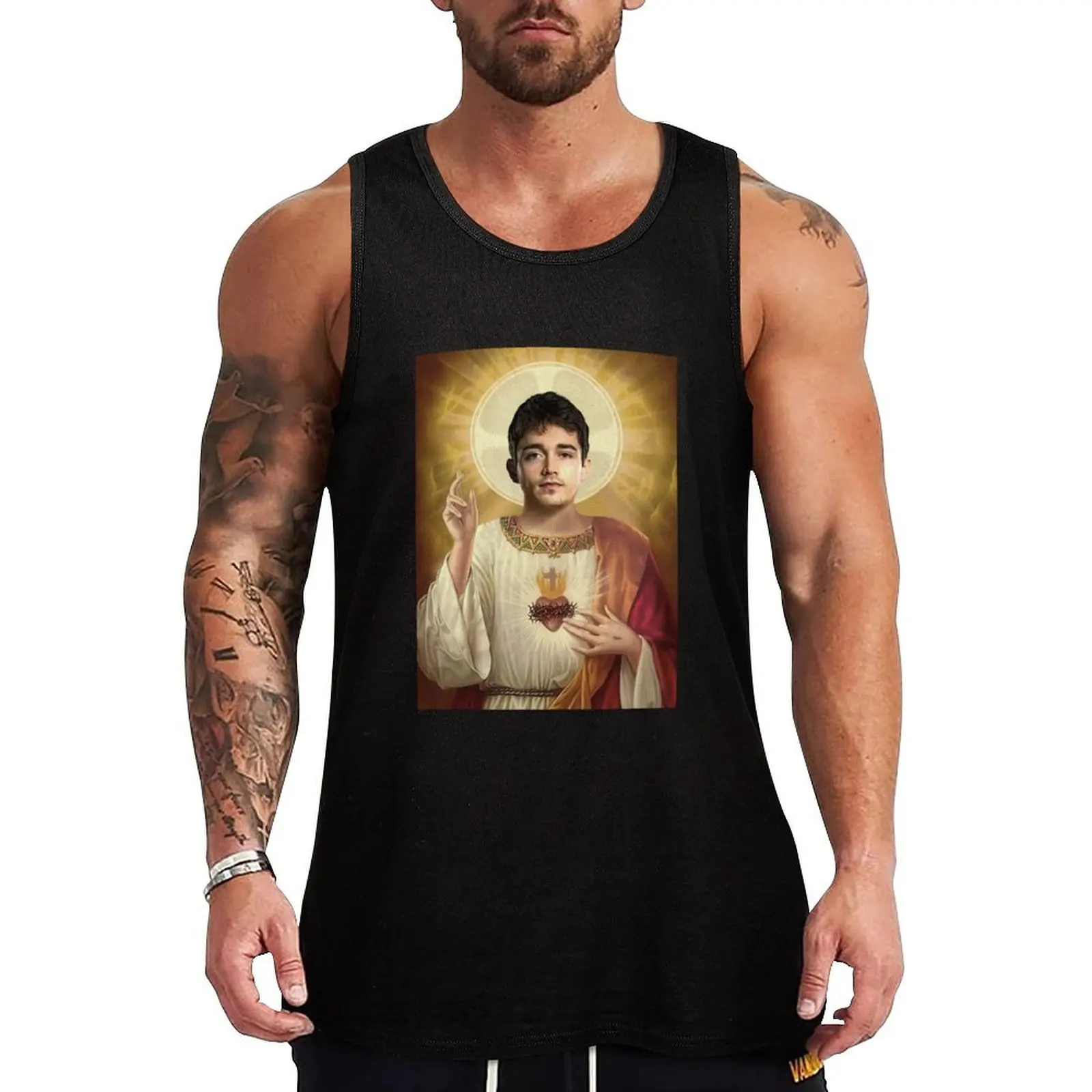 

Charles Leclerc jesus Tank Top sleeveless jackets basketball clothing training weight vest t-shirt for men