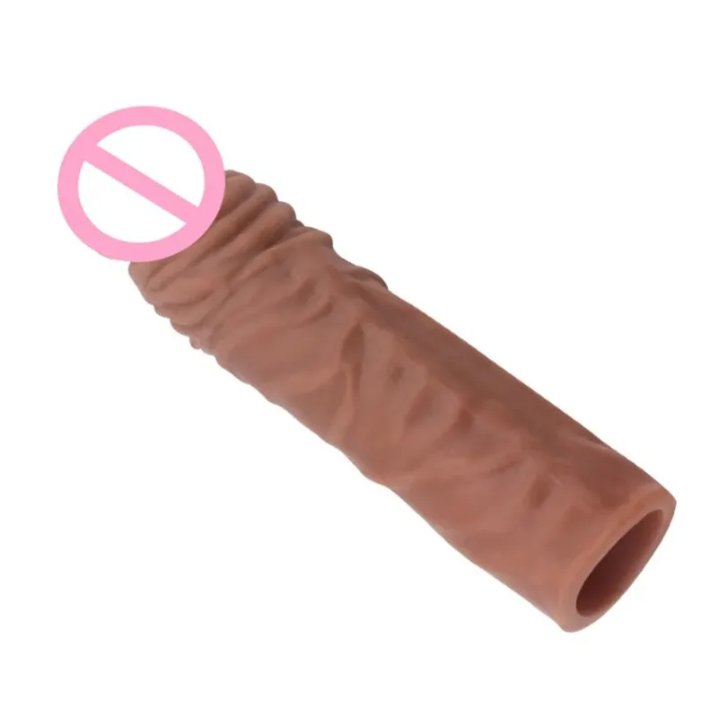 Reusable Penis Sleeve Enlargement Condoms Sex Toys For Men Dildo Extender Enhancer Sex Delay Realistic Condom Intimate Goods penis sleeve penis condom penis enlargement