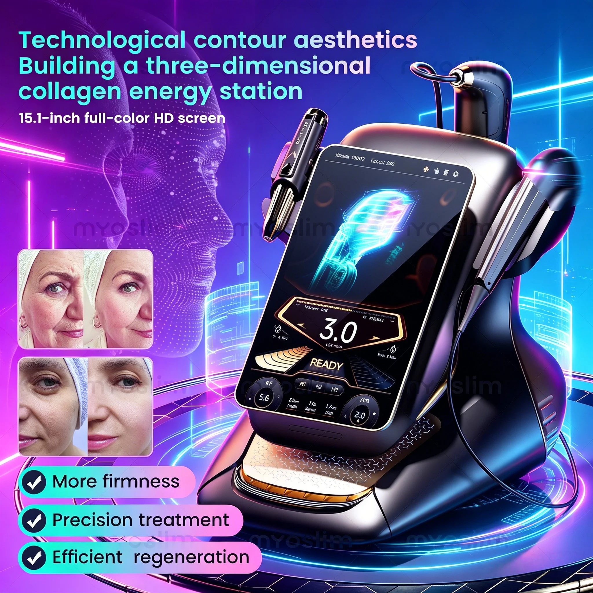 Máquina Portátil de Rejuvenecimiento Facial y Corporal 25D 360 Max RF, Reafirmante de Piel, Antienvejecimiento, para Salón de Belleza
