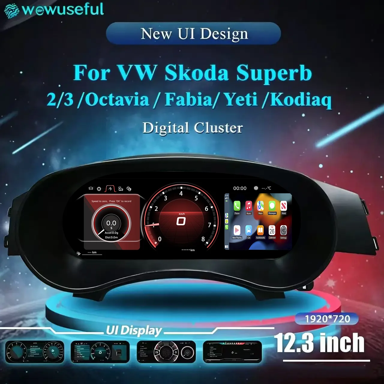 Panel de Instrumentos Digital para VW Skoda Superb 2 3 Octavia Fabia Yeti Kodiaq Karoq Rapid T-ROC, Panel de Instrumentos Virtual 1