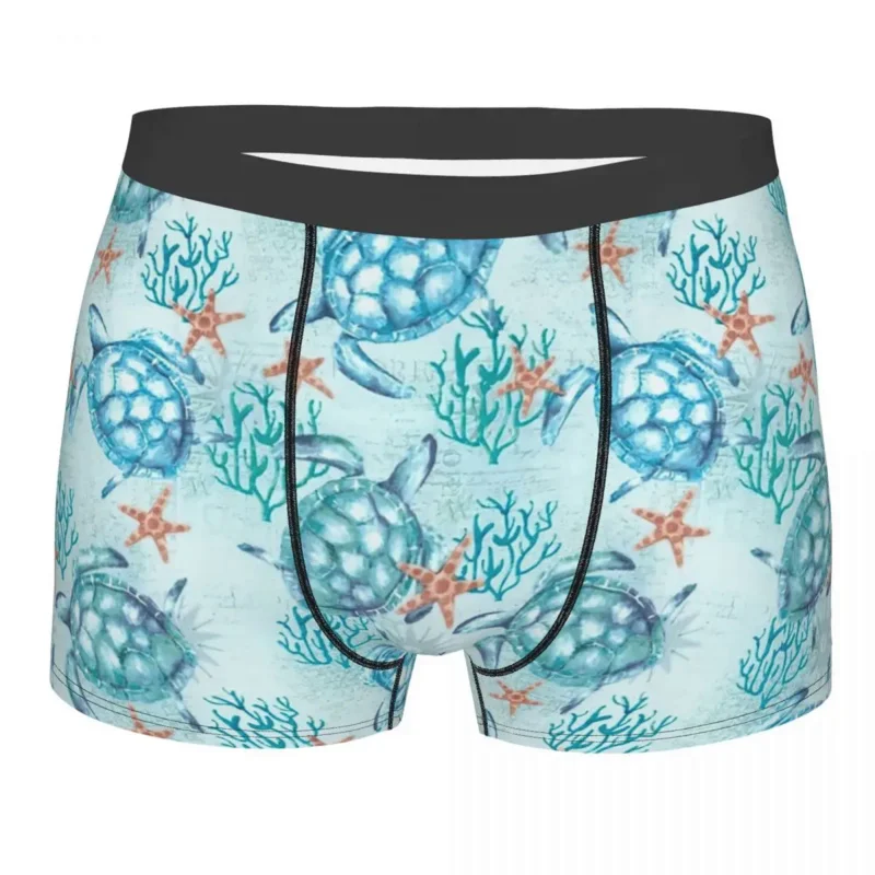 

Custom Blue Turtle Boxers Shorts Men Ocean Animal Briefs Underwear Fashion Underpants