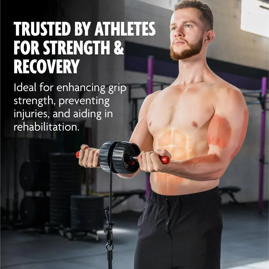 Forearm Strengthener & Wrist Roller - 2 in 1 Arm Exerciser with Non-Slip Premium Grip, Durable Nylon Rope - Helps with Elbow Ten