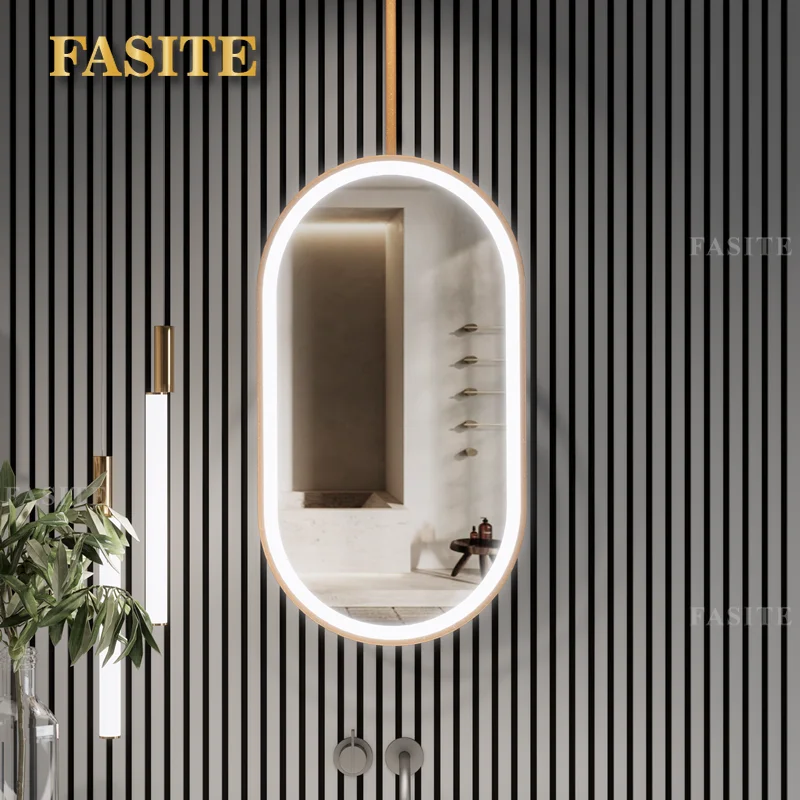 Description Picture 2 of itemOval Bathroom Mirror Led Light Wall Mounted Large Illuminated Shower Mirror Make Up Espejo Bano Aesthetic Room Decor EB5BM