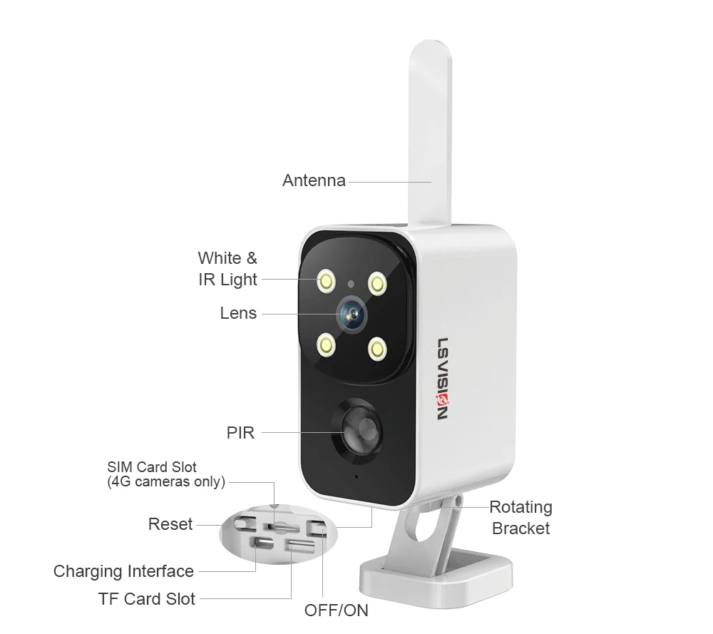 4G/WiFi Solar Security Battery Camera 2K Wireless Outdoor Battery Powered Cam Co