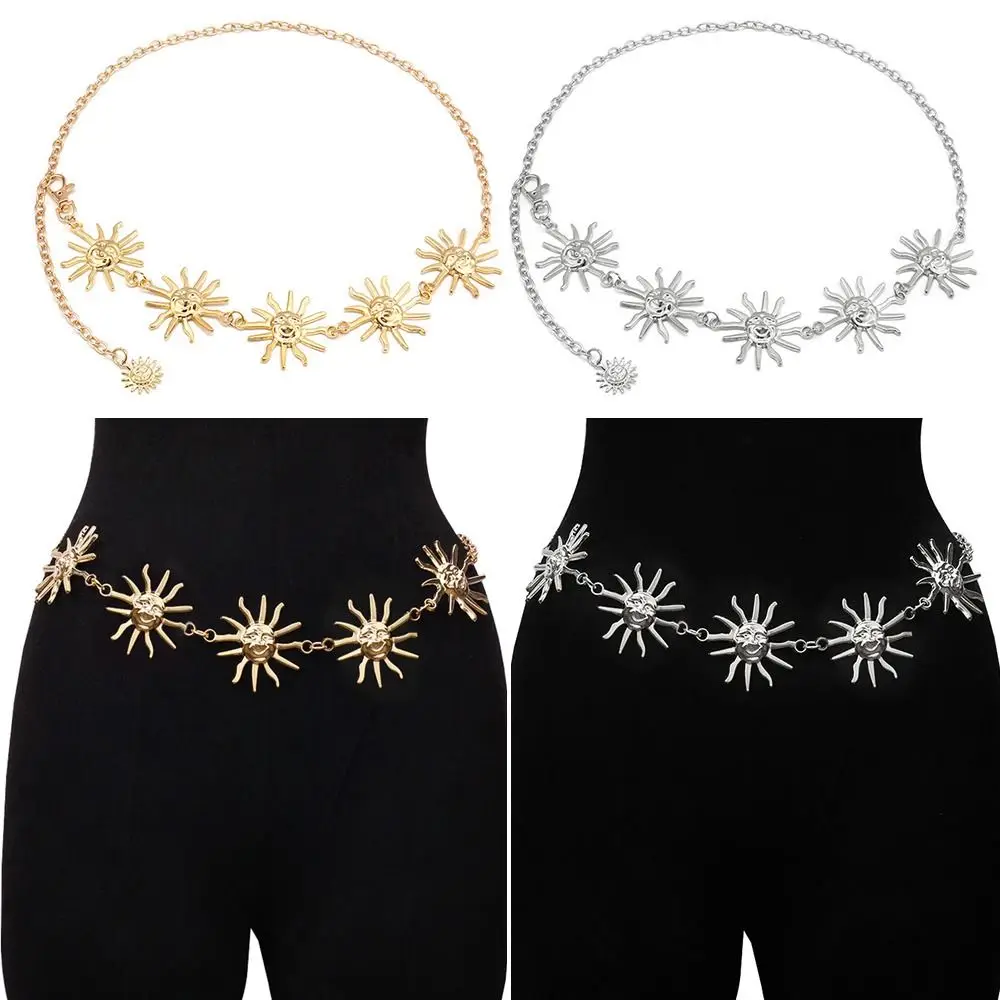 

Fashion Hip Hop Style Vintage Sun Waistband Dress Cummerbands Womans Belt Punk Waist Chain