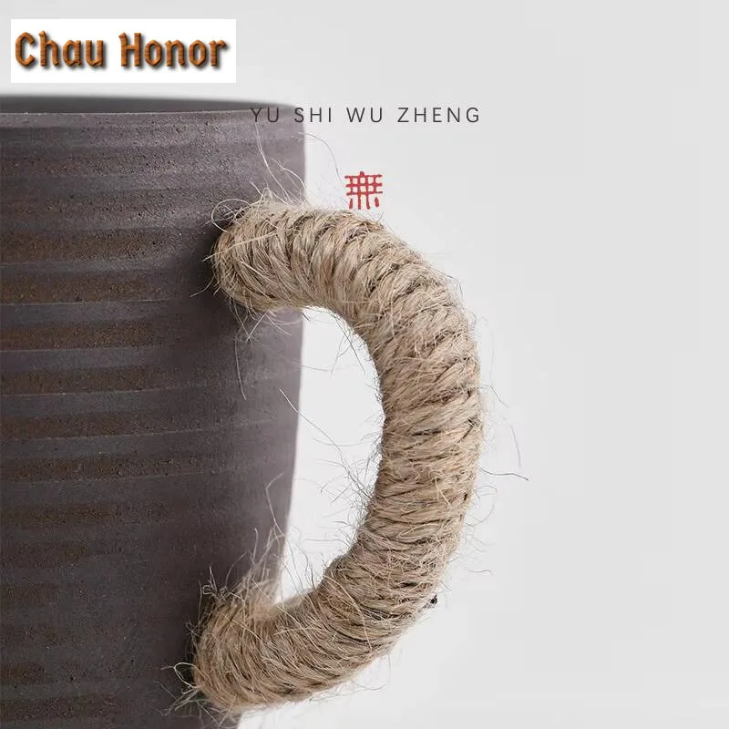 Handmade Ceramic Coffee Mug Retro Style Coarse Pottery Cup 300ml Milk Oat Breakfast Cup Heat Resistant Creative Gift for Friends