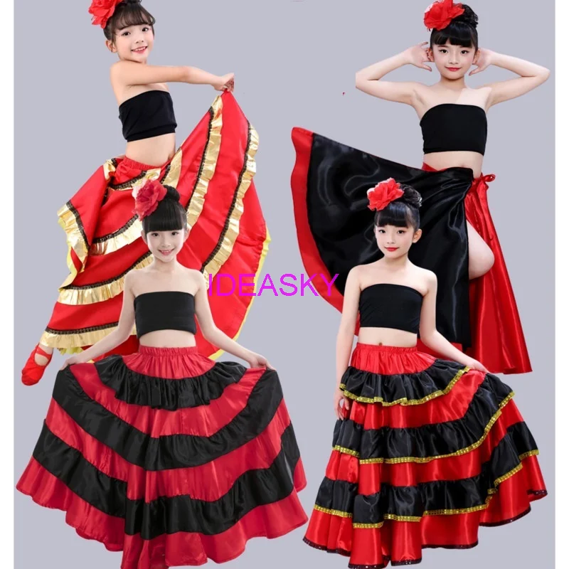 spanish costume girl long flamenco style dress ballroom skirt girls child black dance dresses costumes kids clothes women flamenco dresses kids flamenco skirt