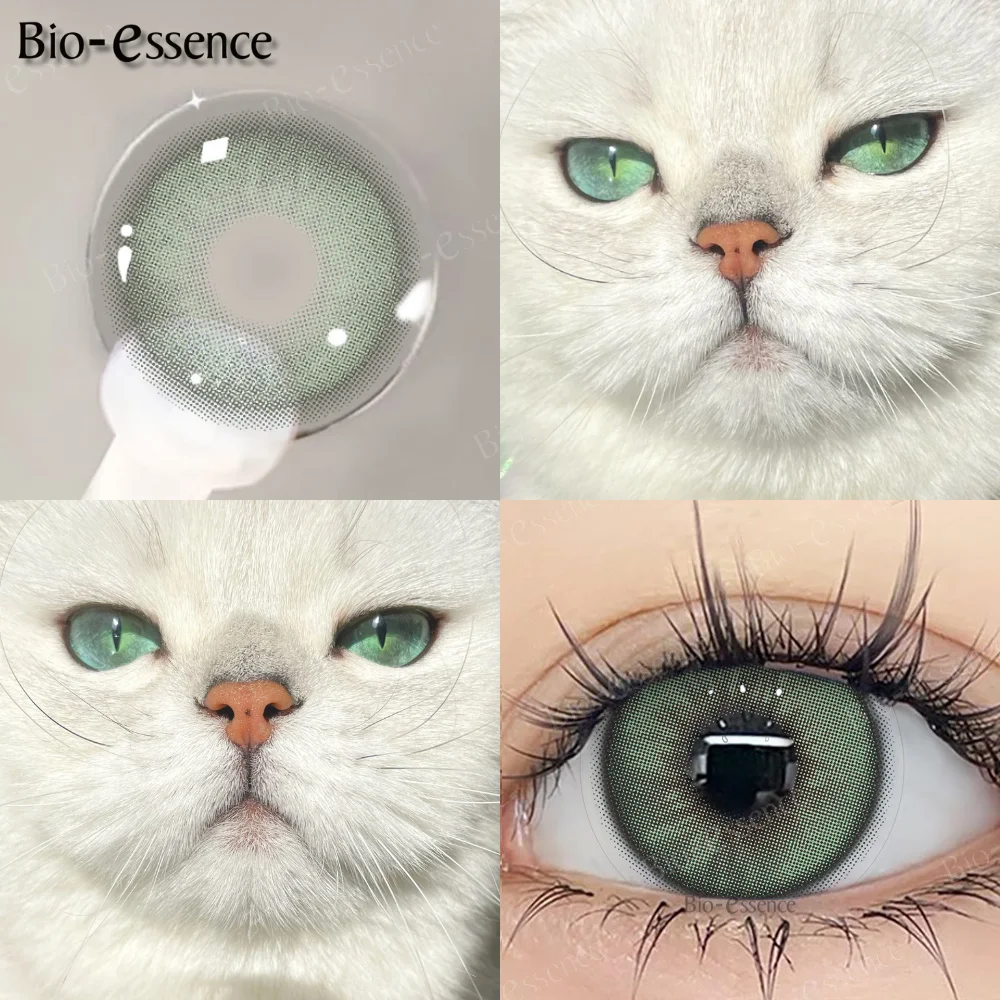 Bio-essence 1 Pair Colorcon Korean Lenses Colored Contact Lenses with Degree Myopia Lenses Blue Eye Lenses Fog Pearl Lenses