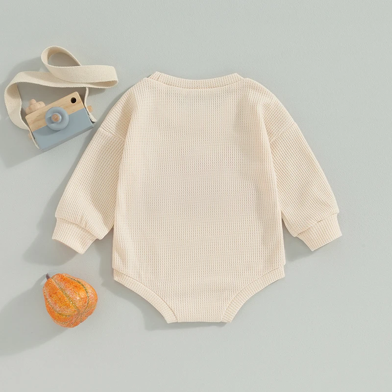 

Jkerther Infant Baby Spring Fall Sweatshirt Romper Fuzzy Letter Embroidery Round Neck Long Sleeve Playsuit Newborn Clothes