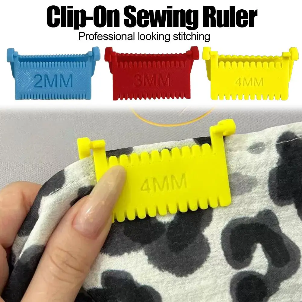 클립형 재봉자용 자 2/3/4MM 손바느질용 솔기폭 가이드, 원단 가장자리 스티칭 측정 도구, 균일한 스티치 라인 마커