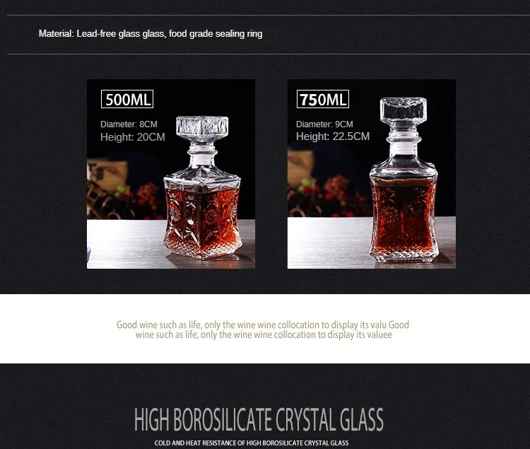 Description Picture 6 of item1PC 500/750ml Crystal Red Vintage Bottle Wine Decanter Whiskey Glass Lot Liqour Pourer Home Bar Vodka Beer Bottles Jar Jug