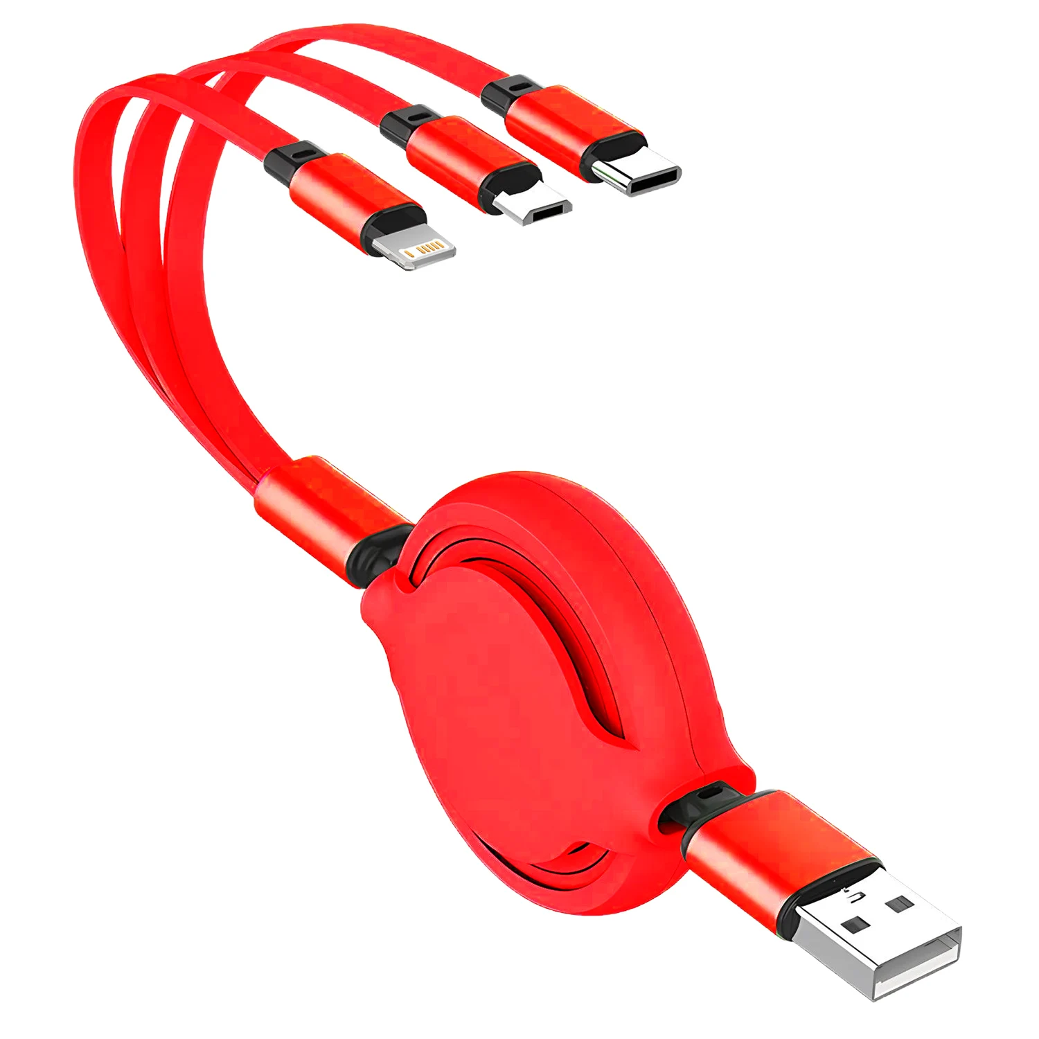 접이식 100W 3 in 1 멀티 타입 C 충전 케이블 USB-마이크로 USB C 초고속 충전 코드 (아이폰, 삼성, 화웨이 폰용)