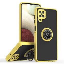Shockproof Matte Case with Metal Ring Holder Cover - Galaxy A04 4G (Yellow)