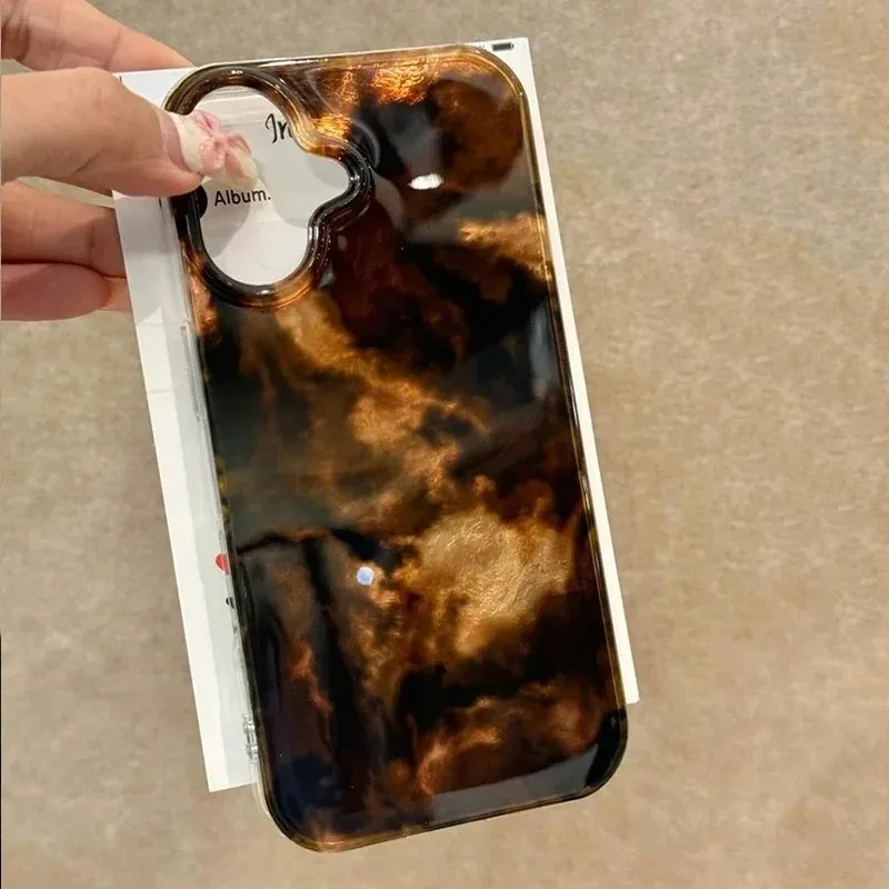 Vortex Pattern Amber Black Brown Blend Silicone Phone Case - Soft and Stylish Protection