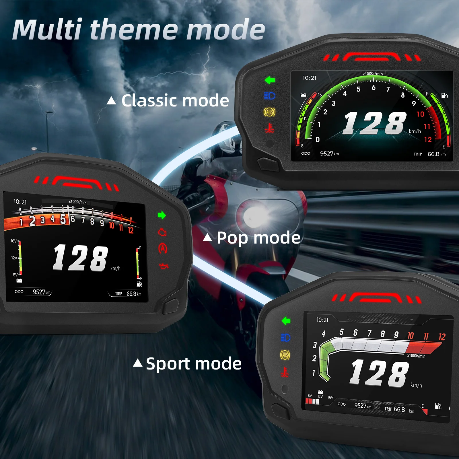 Universal Motorcycle Speedometer Tachometer Fuel Gauge Time RPM Trip Odometer Digital Dashboard For 12V Motorcycle Display Gauge